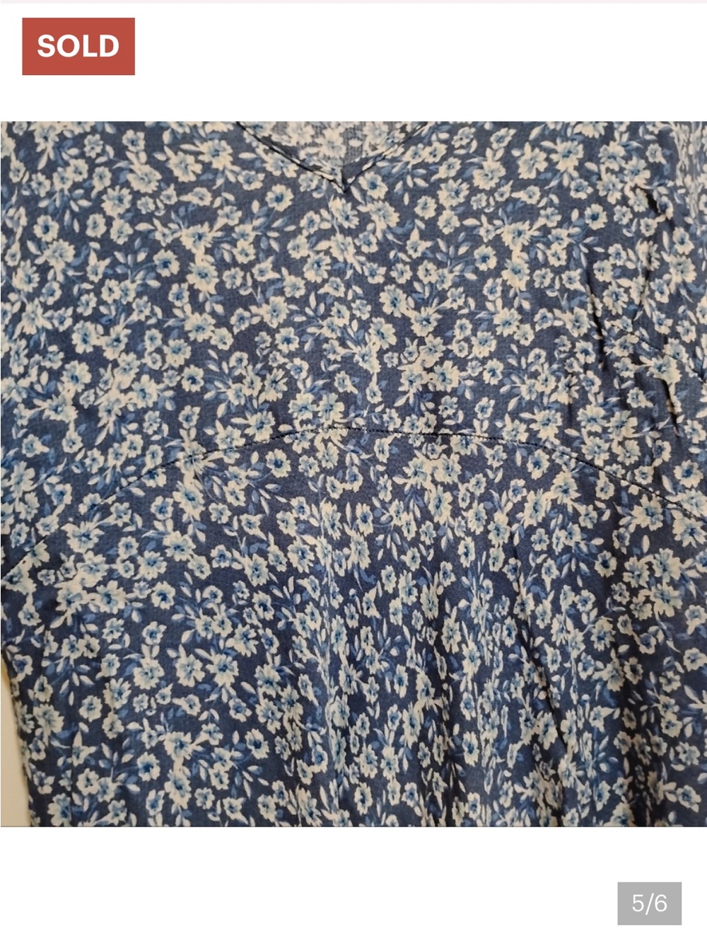 Cynthia Rowley Blue Floral V-Neck Boho Blouse Size M - Picture 5 of 9